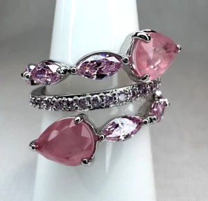 Bomb Party Ring Size 6 - RG33515 "Journey To The Horizon" Rose Quartz On Rhodium - Picture 1 of 4
