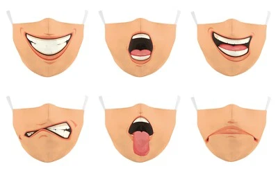 Adult Unisex Facemasks Adjustable Washable Funny Expression Protective Face Mask - Image 1 of 4