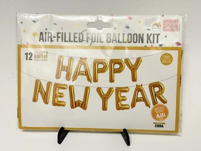 16" Air-Filled HAPPY NEW YEAR Letter Backdrop Foil Balloon Banner *NEW!* - Image 1 of 2