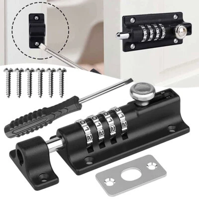 Combination Bolt Locks 4 Digit Pin Code Door  Combination Slide Latch Lock New - Image 1 of 4