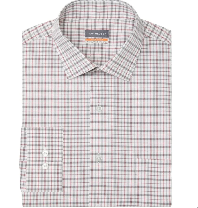 VAN HEUSEN - Regular-Fit Stain Shield Dress Shirt, Multi, XL - Изображение 1 из 1
