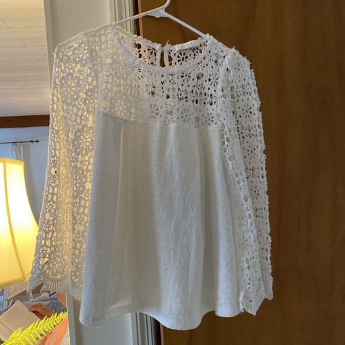 OFF WHITE Top all'uncinetto Anthropologie OFF WHITE MARIG LACE taglia S P ottime condizioni crociera spiaggia