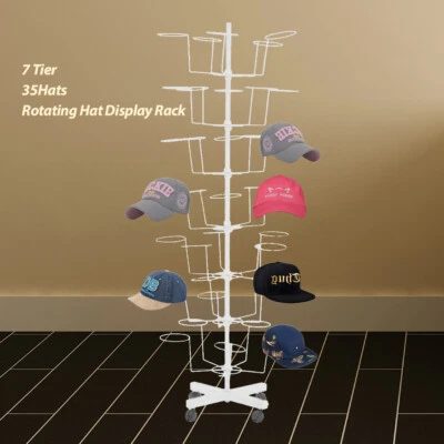 7 Tier Hat Display Stand Adjustable Rotating Cap Rack Retail Metal Holder Hanger - Image 1 of 4