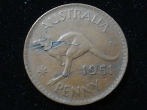 Australia 1951 Penny Huge Planchet Flaw Error Coin - Picture 1 of 2
