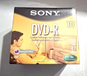 Sony DVD-R 10 Pack Full-Size Jewel Cases 4.7GB/120min 1X-4X New Sealed - Picture 1 of 4