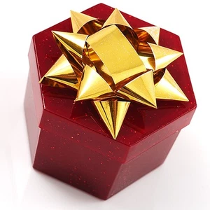 Glitter Burgundy Bow Ring Jewellery Box - Picture 1 of 3