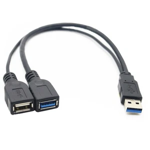 USB 3.0 Male To 2 USB Female Data Hub Power Adapter Y Splitter Charging Cable g - Picture 1 of 10