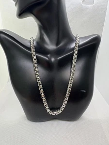 Round box chain 7mm wide 24" long lobster lock closure - Picture 1 of 4