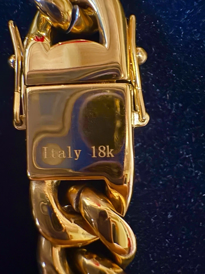 "Cadena cubana de oro hipoalergénico de 14 mm 22"" - pesada 218 g, cierre de Italia" Foto 1 de 4