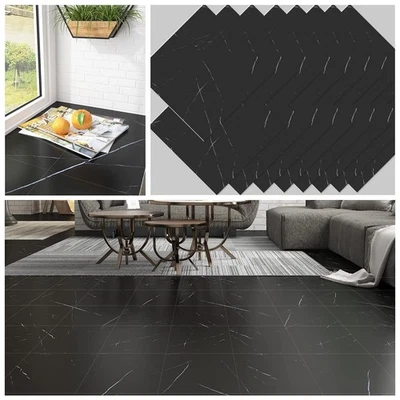 CHICHOME 12x12 Inch Black Marble Floor Tile Peel and Stick Bathroom Floor Til... - Image 1 of 4