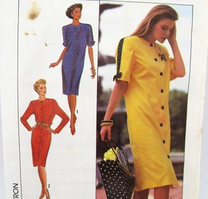 Vestido Chemise Patrón Talla 6 8 10 12 14 Botón Frontal Joya Cuello Simplicidad 9512 - Imagen 1 de 6