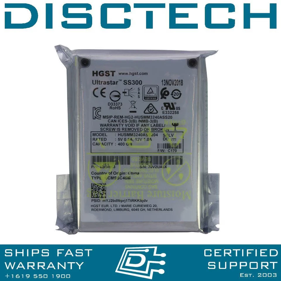 HGST / Hitachi 0B34953 / HUSMM3240ASS204 400GB 2.5" MLC SE WI SAS SSD - Image 1 of 4