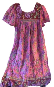 Maxi Vestido Mujer Talla L Usado 100% Algodón Rosa Floral - Imagen 1 de 3