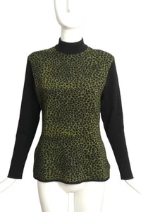 YVES SAINT LAURENT- 1990s Animal Print Wool Sweater, Size 10 - Picture 1 of 5