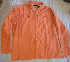 Wrangler Outdoor Shirt Mens XL Orange Long Sleeve Zip Pocket Hiking Fishing - Picture 1 of 14