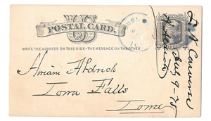 UX5 Dubuque Iowa 1876 Blue Fancy Cork Cancel Wedges Postal Card - Picture 1 of 2