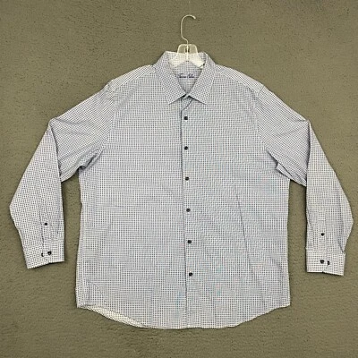 Camisa Tasso Elba Para Hombres 2XL Azul Geométrica Algodón Abotonada Manga Larga Informal Foto 1 de 4