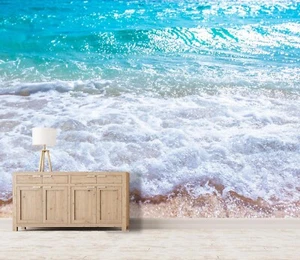 3D Blue Sea Waves S1165 Wallpaper Mural Self-adhesive Removable Sticker Kids Pa - Picture 1 of 11