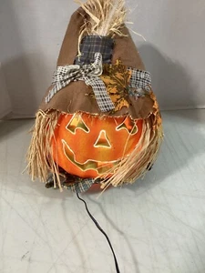 Vintage Fiber Optic Scarecrow Jack-o-lantern Light Up Pumpkin Prop Decoration - Picture 1 of 3