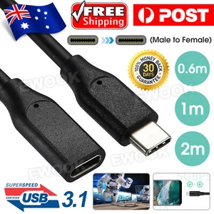 USB 3.1 Type-C Extension Charging Cable USB-C Male to Female Cord Lead 0.6/1/2M - Picture 1 of 12