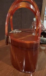 VTG WILARDY Caramel Lucite Lidded BOX PURSE SIGNED - Picture 1 of 10