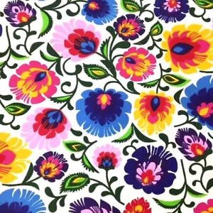 576. Tela de flores populares 100 % algodón blanca. Precio por 1/2 metro - Imagen 1 de 4
