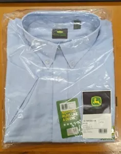 Camisa John Deere Abotonada Azul Manga Corta Para Hombre Ex Display - Imagen 1 de 5