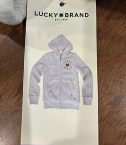 Lucky Brand KIDS Hoodie Sherpa Lined Jacket SWEATER(PUDDY BEIGE HTR XS5/6)NWT - Picture 1 of 5