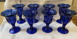 8er Set Kobaltblau Glas Anchor Hocking Eisbecher Parfait Tulpe 6 1/4" - Bild 1 von 7