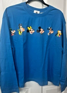 !New Disney Mickey Mouse & Friends Blue Long Sleeve Shirt Women Size 1X - Picture 1 of 2