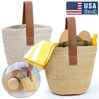 Summer Women Straw Bag Beach Bag Woven Tote Large Rattan Shoulder Handbag - Image 1 of 4
