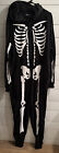 Halloween Skeleton Hooded Black Fleece  Jumpsuit Zip Up Size XXL