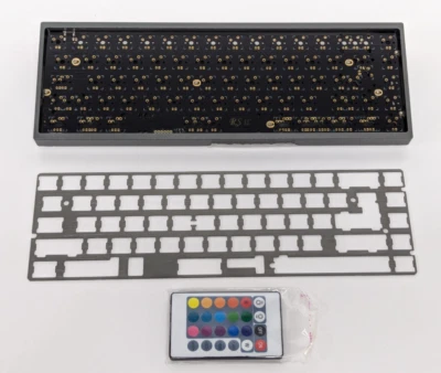 DROP X RED SCARF II+ VER.C 68-KEY CUSTOM KEYBOARD KIT, GRAY CASE, RED FEET, GRAY - Image 1 of 4