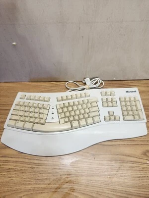 Microsoft Keyboard Elite X03-51763 Natural PS2 Wired Ergonomic White - Image 1 of 4