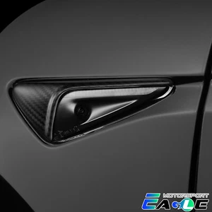 Fit 2017-2023 Tesla Model 3/Y Carbon Fiber 3K Matte Black Side Camera Cover - Picture 1 of 7