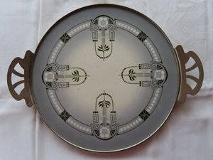 Original Kuchenplatte Jugendstil Dekor Metallumrahmung mit Griffe Bodenm. 9010 - Bild 1 von 5