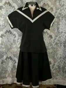 OLD SANTA FE FIESTA CIRCLE SKIRT GANSCRAFT SET BLACK  METALLIC PATTERN TRIM - Picture 1 of 7