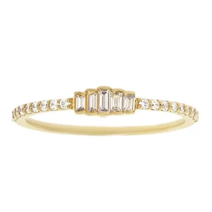 10K Yellow Gold Ring With Baguette and Round Shaped Diamond Jewelry Gift For Her - Picture 1 of 4