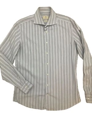 Hackett Blue Cotton Pyjama Stripe Shirt Long Sleeve Slim Fit Button Up XL A73 - Image 1 of 4