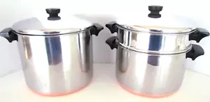 VINTAGE REVERE WARE 6 und 8 QT + DAMPFGARER SIEBEINSATZ PASST BEIDEN mit DECKELN SELTEN * - Bild 1 von 11