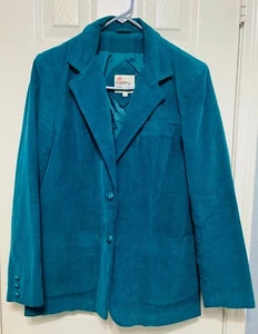 Womens Kathy Davis Corduroy Blazer Jacket size 16 Turquoise - Picture 1 of 5