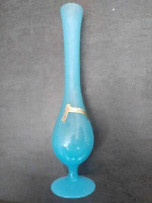 ancien vase Opaline bleu , Ancien , Soliflore , Opalina Fiorentina - Photo 1/4