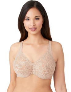 Wacoal 65547 Halo Lace Full Figure Underwire Bra Taupe Brown 32D NWT - Picture 1 of 5