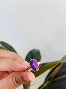 Purple Copper Turquoise Gemstone 925 Sterling Silver Handmade Ring All Size S-44 - Picture 1 of 6