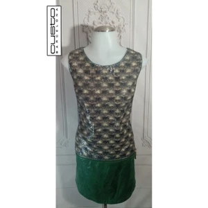 Custo Barcelona Green Sequin Glitter Knee Length Shift Dress Sz 2 - Picture 1 of 9
