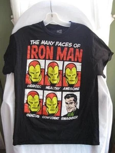 The Many Faces Of Iron Man Mens Tshirt Size Medium Marvel Comics Black Hero (O) - Picture 1 of 4