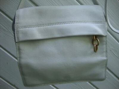 Nice! Americana By Sharif White Genuine Leather Cross Body Bag w/ Multi Pockets! - Image 1 of 4