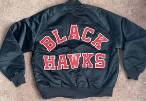 Vintage Chalk Line Chicago Blackhawks Jacket Men’s Large 80s NHL Spellout USA - Picture 1 of 4