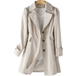 Windbreaker Women's Double-breasted Medium-length Jacket - Picture 1 of 28