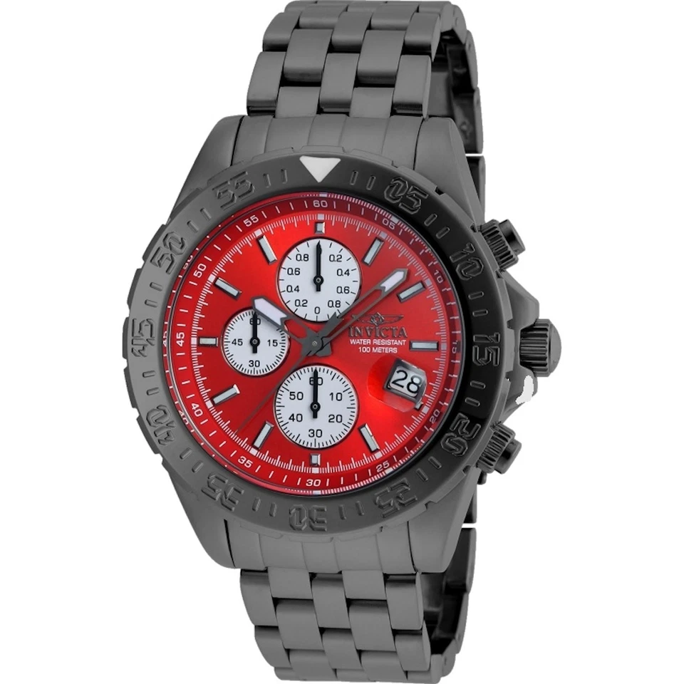 Invicta 21661 Aviator Maverick Cronografo Rosso Data Acciaio da Uomo Orologio - Immagine 1 di 3